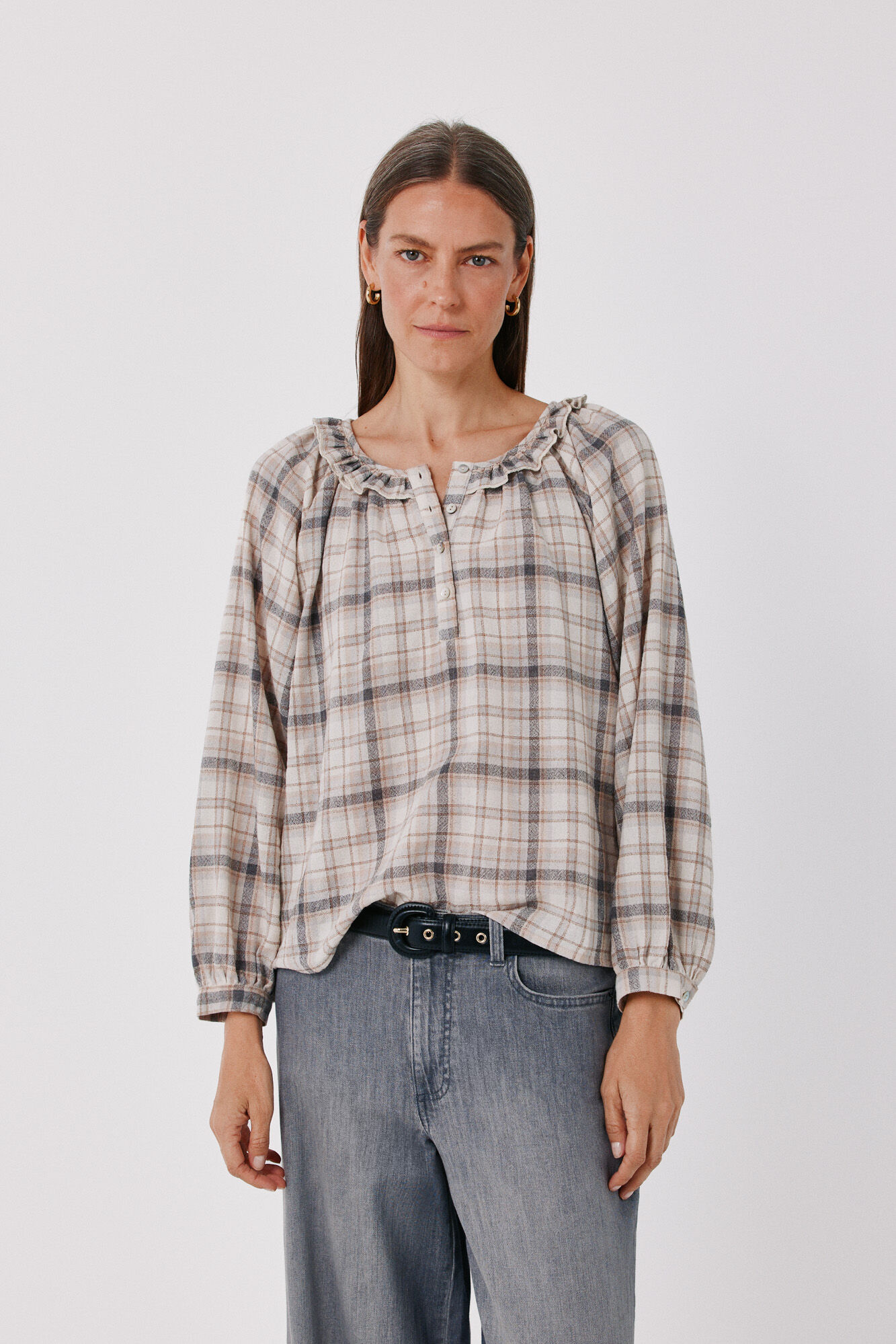 Cortefiel Rustic plaid blouse