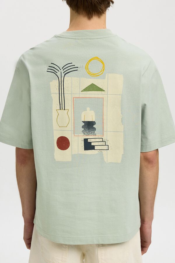 Selected T-shirt de manga curta relaxed Verde