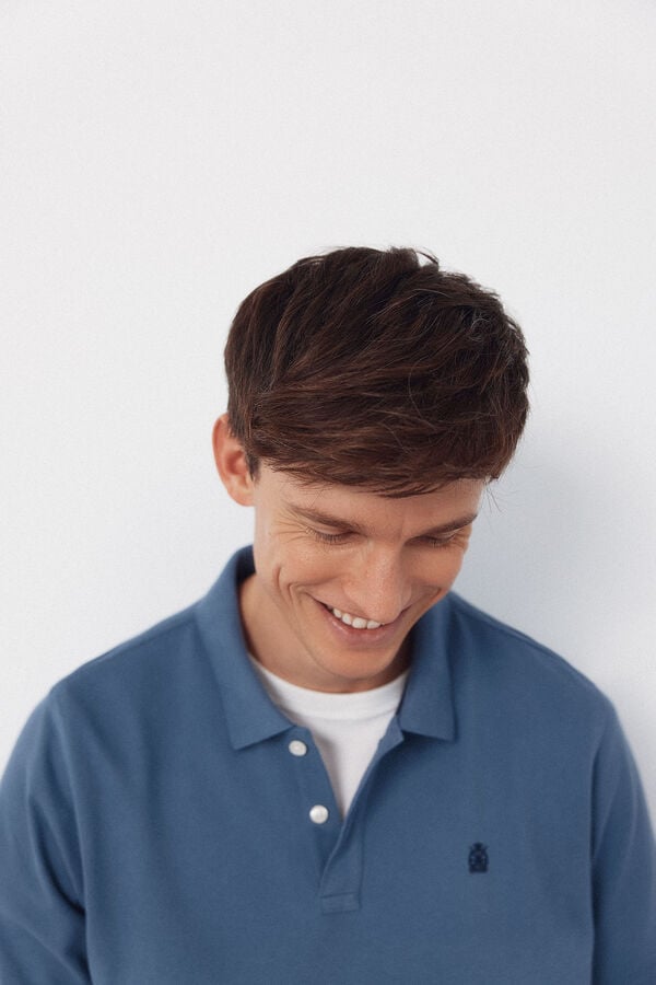 Cortefiel Piqu&eacute; basic polo shirt Blue