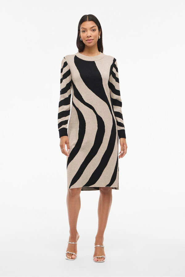 Vila Vestido de malha com viscose Tostado