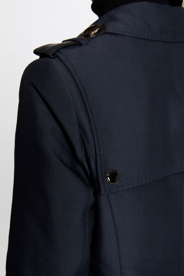 Cortefiel Trench coat with faux leather details Navy