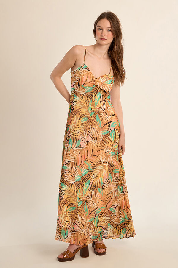 Molly Bracken Vestido comprido de al&ccedil;as com estampado Dourado