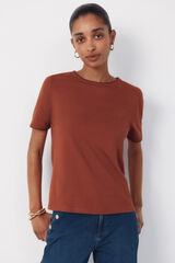 Cortefiel Embroidered t-shirt Brown