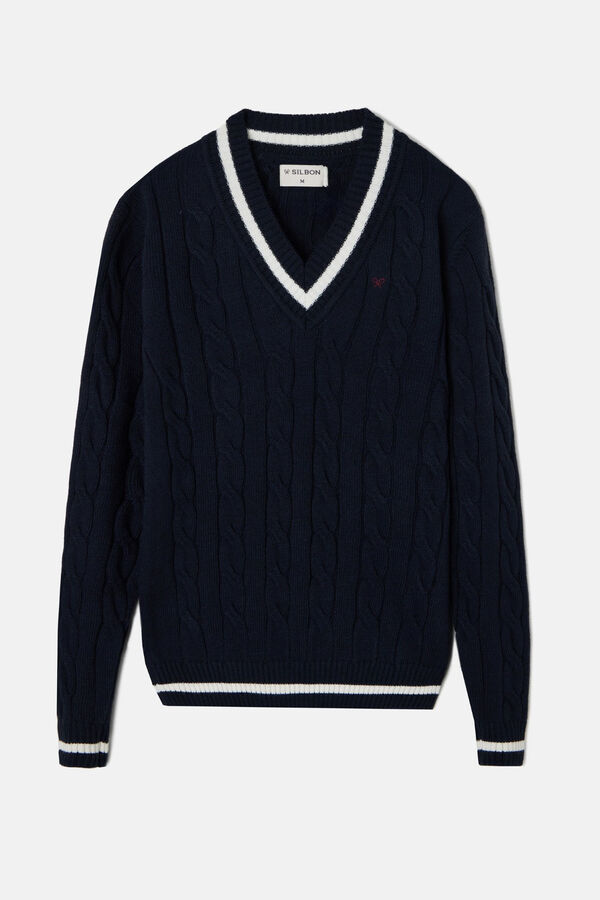 Silbon Classic college stripe jersey Navy