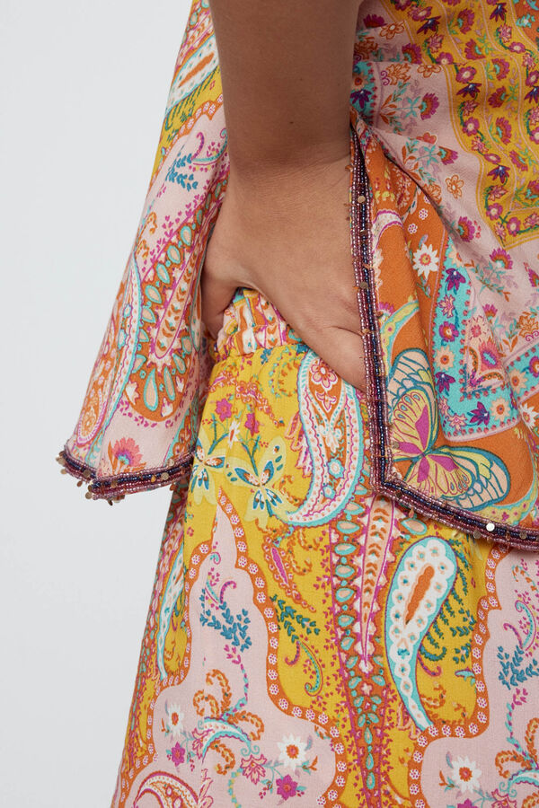 Cortefiel Printed jumpsuit with embroidered detail Multicolour