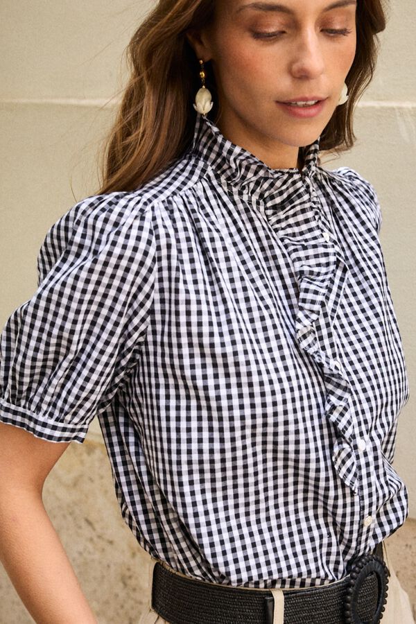 Pol&iacute;n Et Moi Camisa vichy Leira Preto