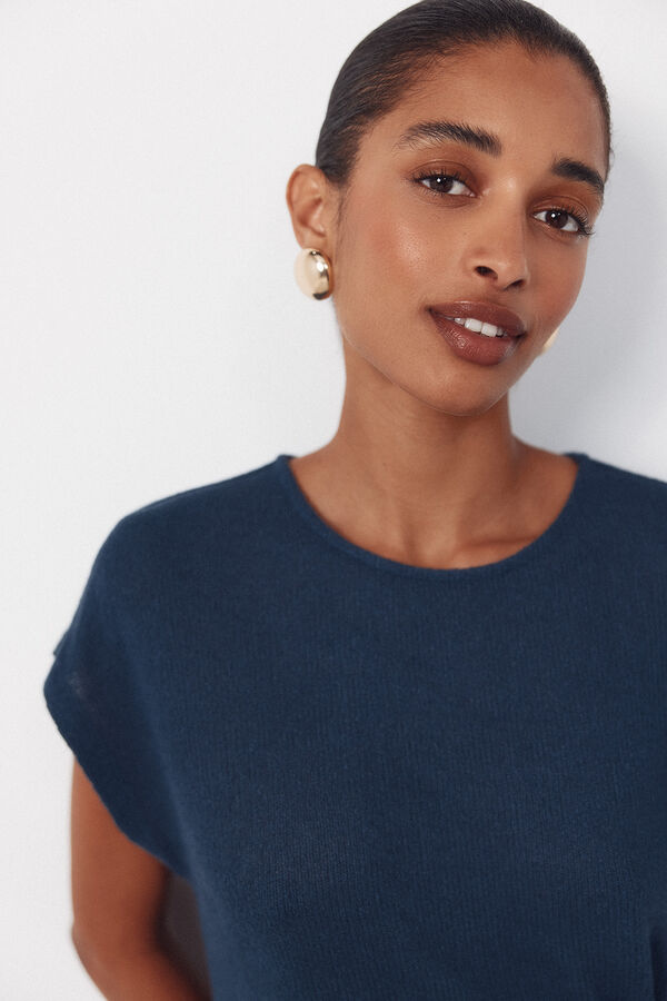 Cortefiel Camiseta aspecto r&uacute;stico nudo Azul marino