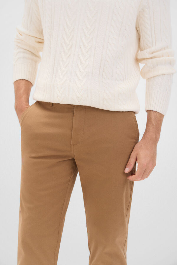 Cortefiel Regular fit chinos Camel