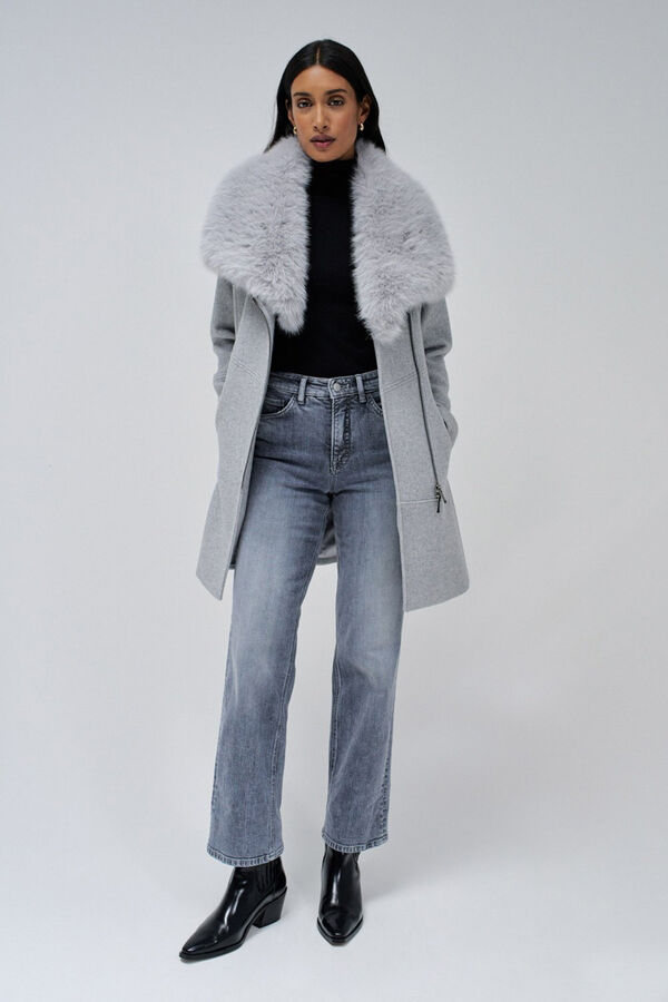 Salsa Jeans Grace cloth coat with fur Grey