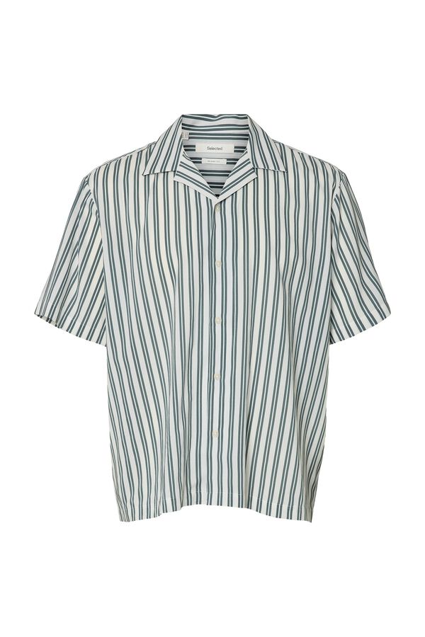 Selected Camisa curta com gola aberta Verde