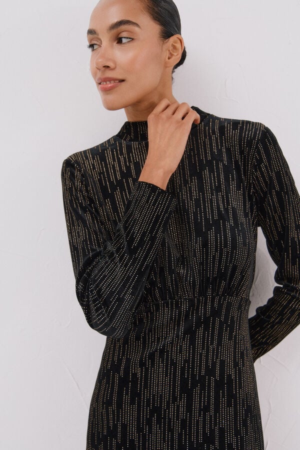 Cortefiel Short dress with shiny touches Black