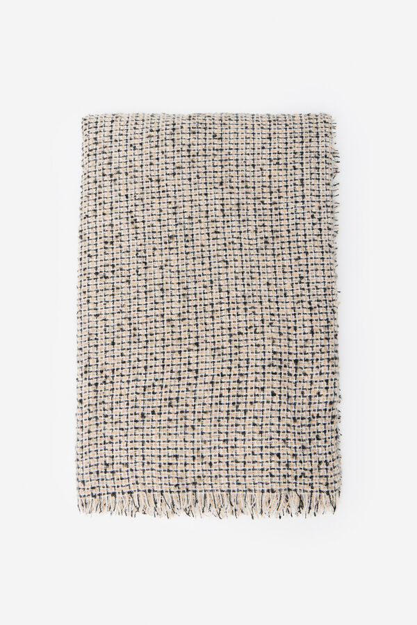 Cortefiel Tweed fringed scarf Printed grey