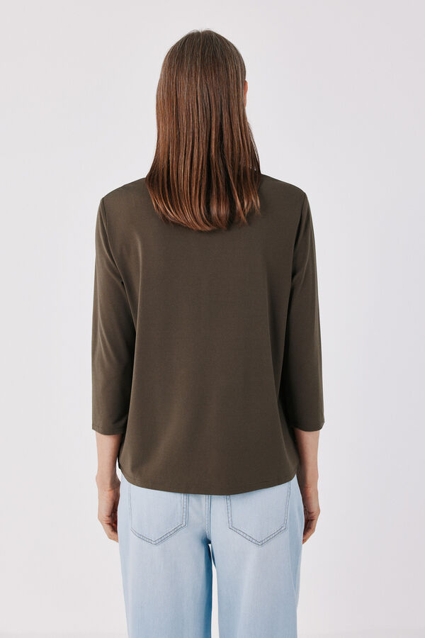 Cortefiel Henley T-shirt Kaki