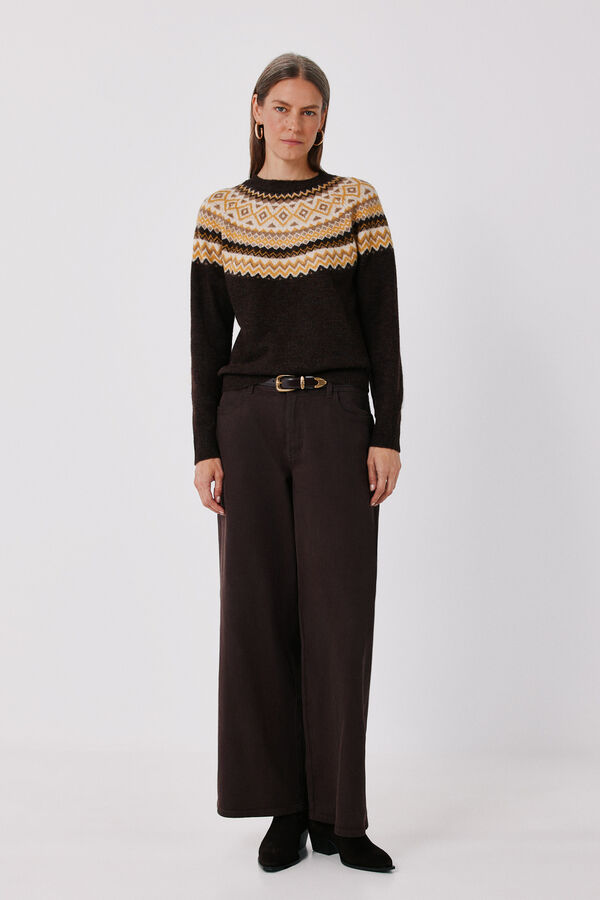 Cortefiel Positional jacquard jumper Dark brown