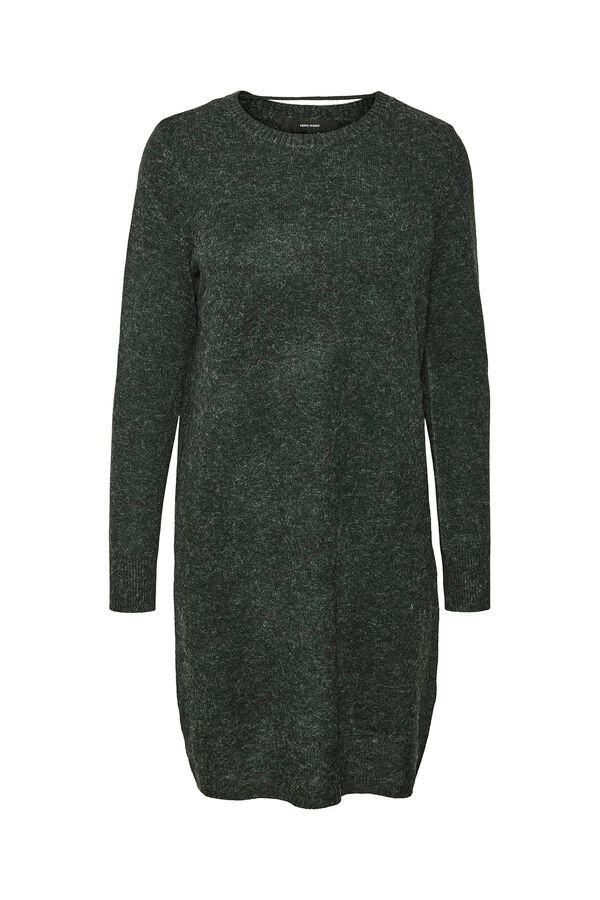 Cortefiel Jersey-knit dress with round neck Green
