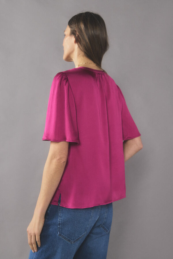 Cortefiel Printed fluid blouse Pink