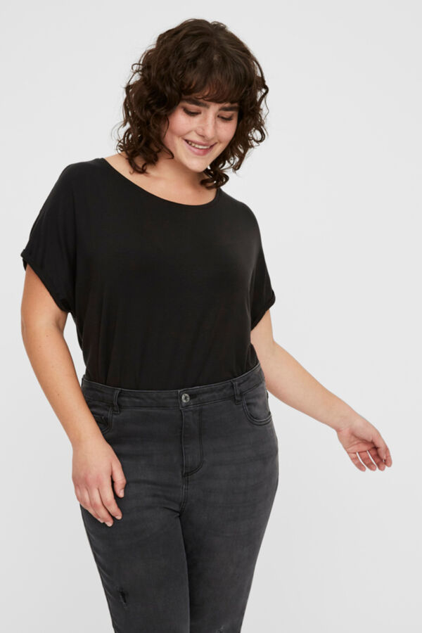 Vero Moda Curve T-shirt grande de gola redonda Preto