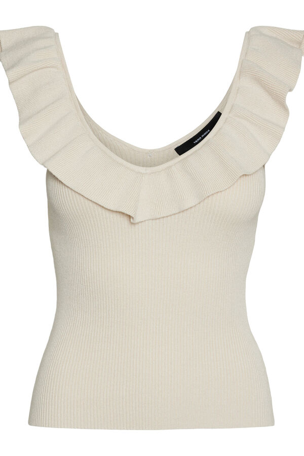 Cortefiel V-neck top with ruffle  Grey