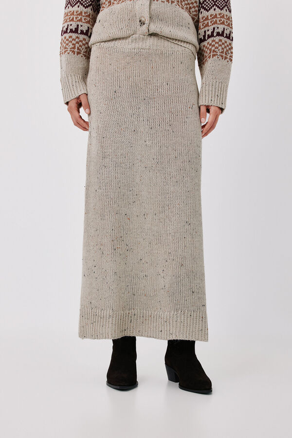Cortefiel Knit midi skirt Ivory
