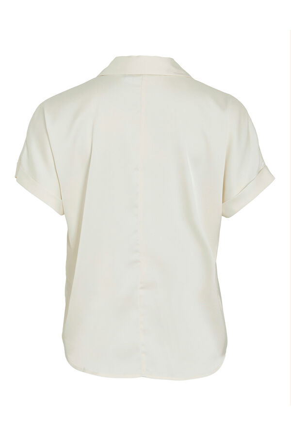 Vila Blusa acetinada de manga curta Branco