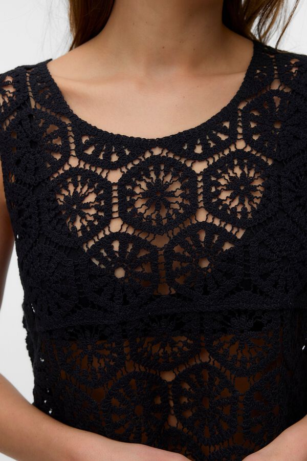 Vero Moda Top sem mangas em crochet Preto