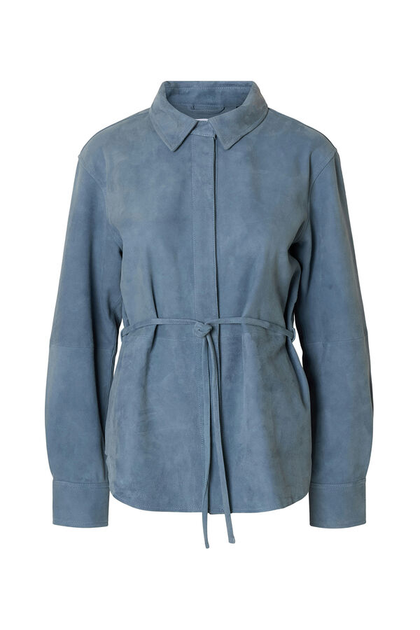 Selected Sobrecamisa 100% pele de cabra  Cinzento