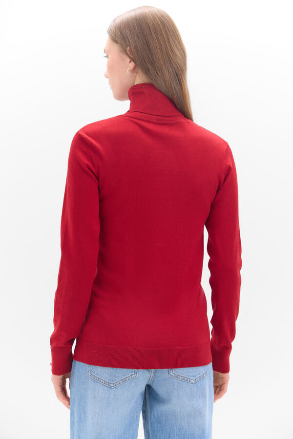 Cortefiel Polo neck jumper Red