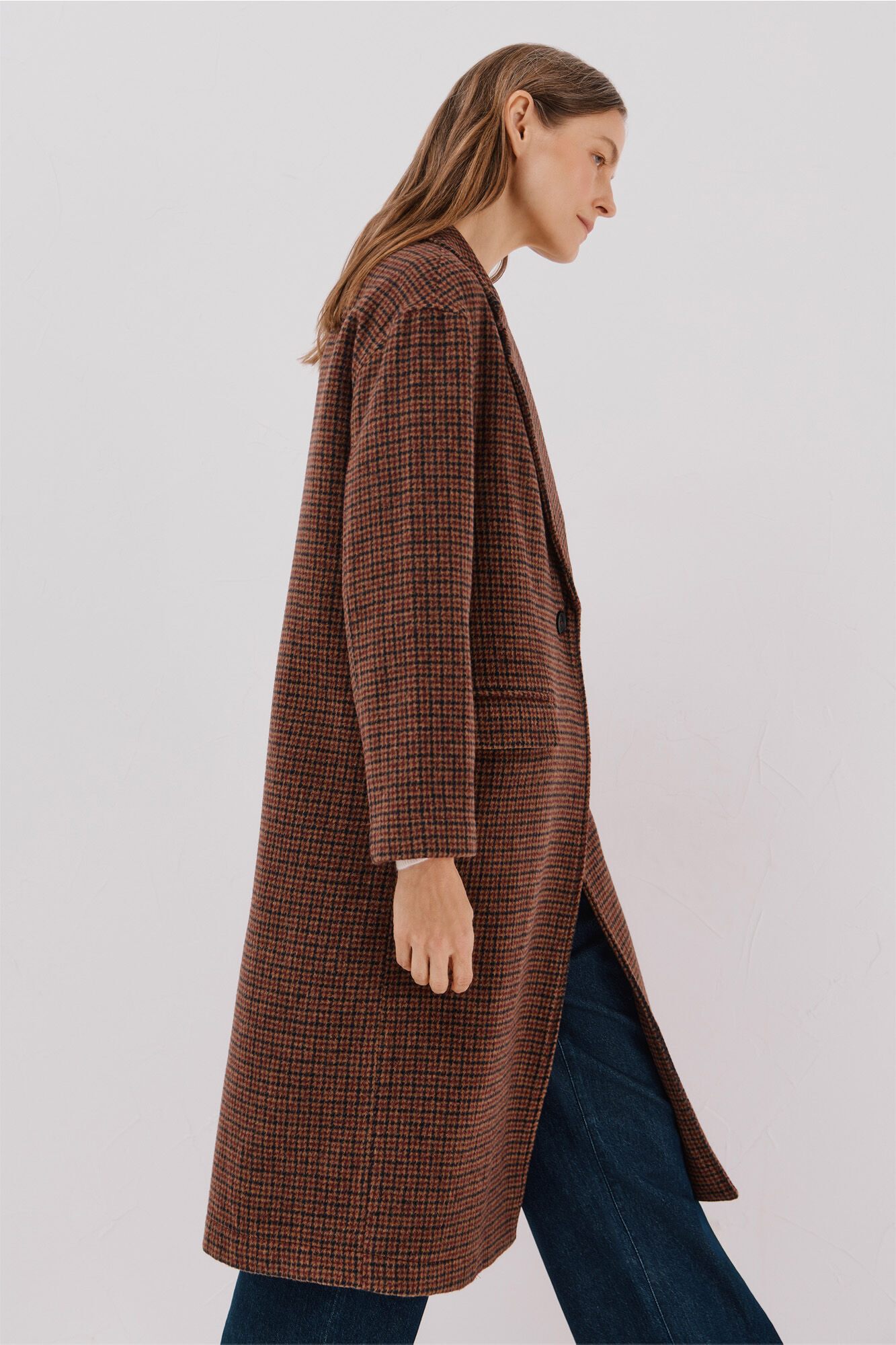 Cortefiel Long coat with flap neck