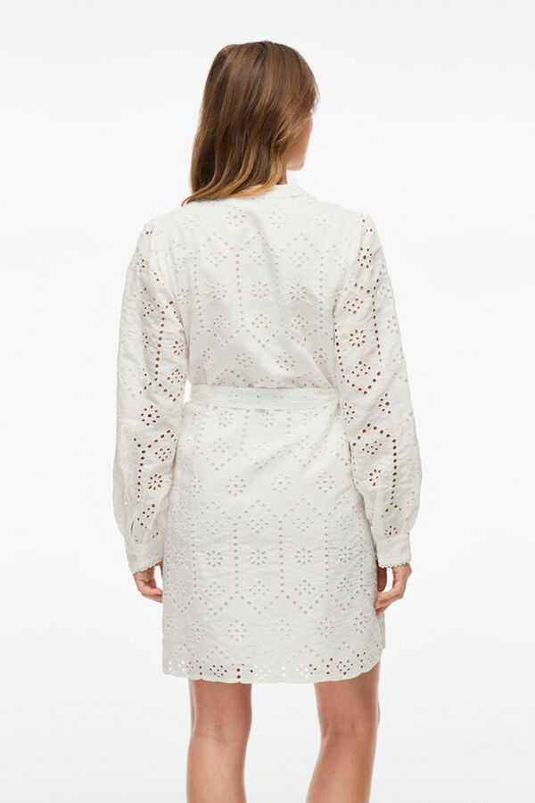 Vila Vestido curto de renda inglesa Branco