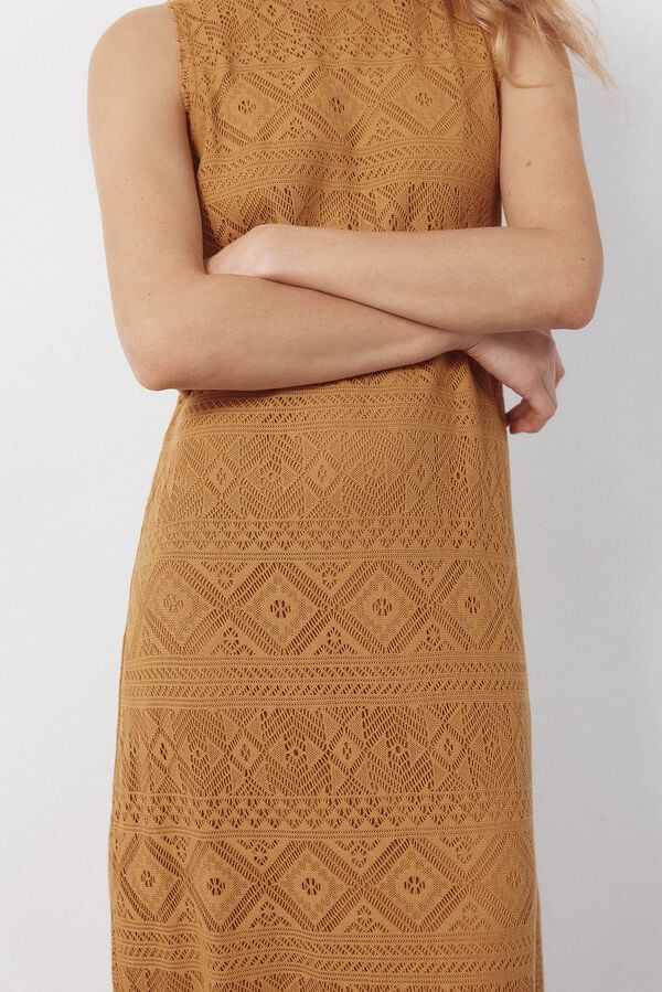 Cortefiel Mustard crochet dress Yellow