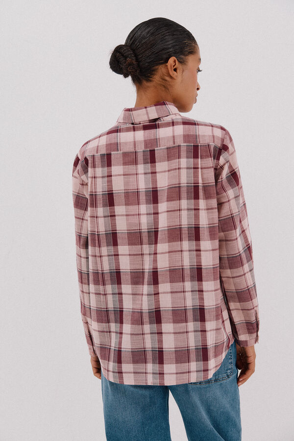 Cortefiel Plaid blouse with bow Multicolour