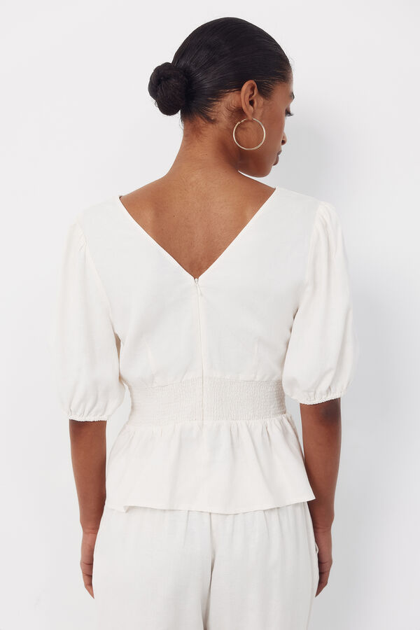 Cortefiel White V-neck blouse Ivory