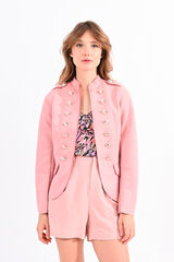 Cortefiel Women's military-style long-sleeved jacket Pink