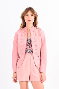 Cortefiel Women's military-style long-sleeved jacket Pink