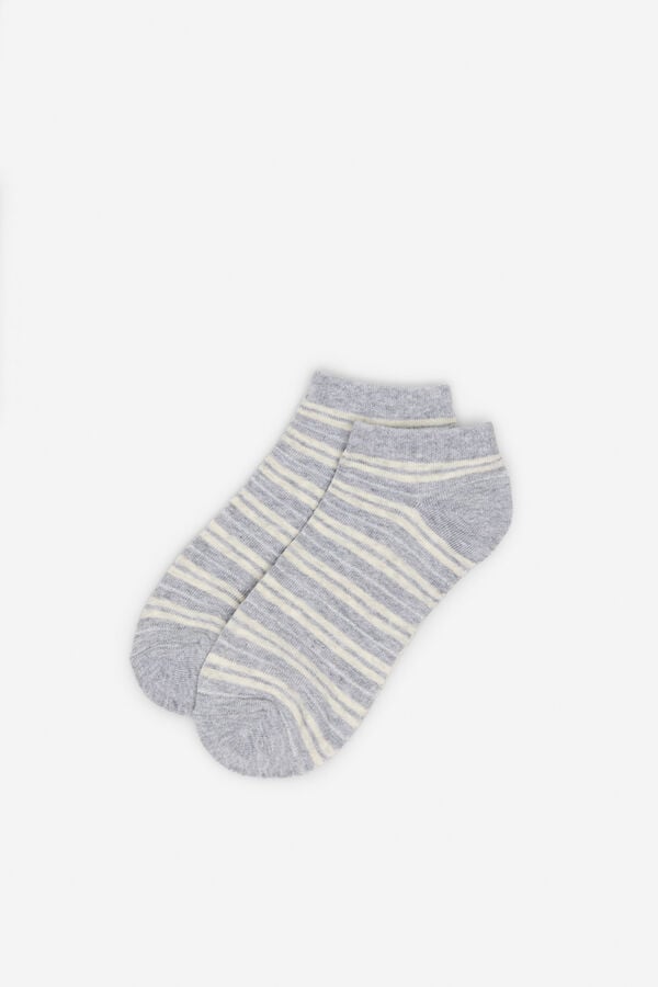 Cortefiel Striped print short socks Grey