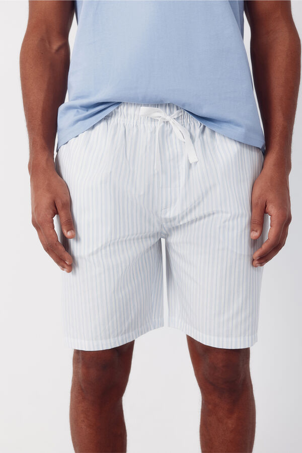 Cortefiel Jersey-knit and fabric pyjama set Blue