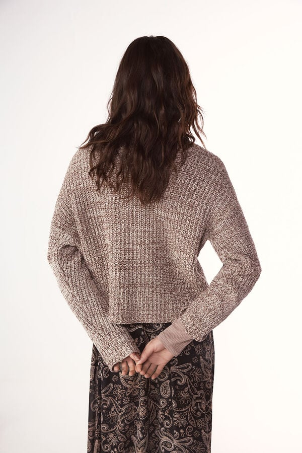 Cortefiel Jersey punto perlado Castanho