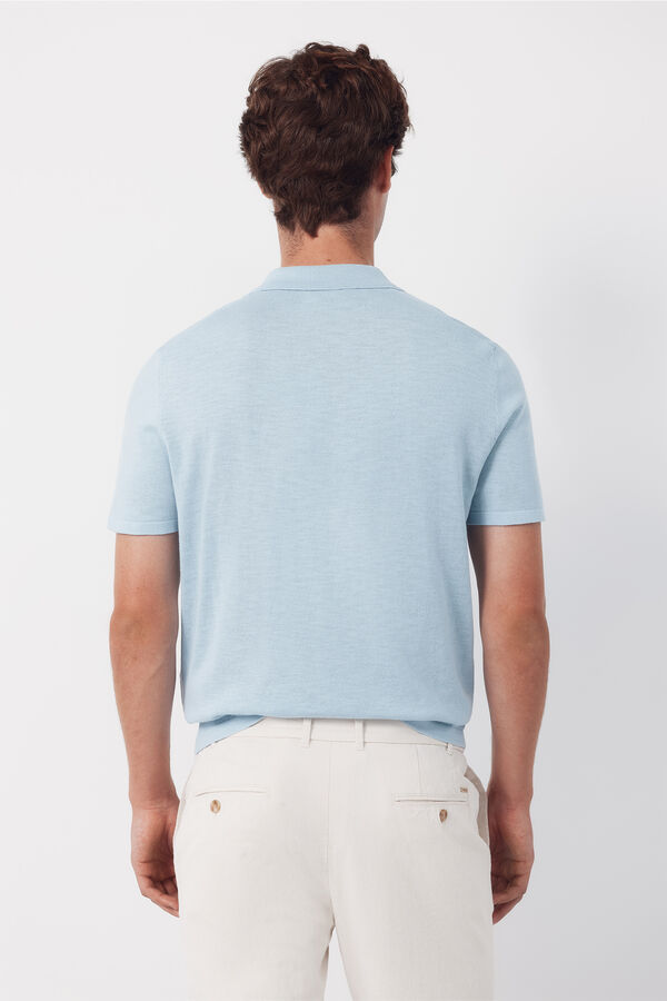 Cortefiel Cotton short sleeve polo shirt Blue