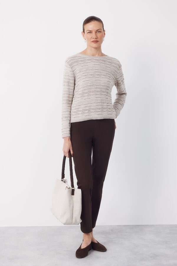 Cortefiel Jersey-knit textured jumper Beige