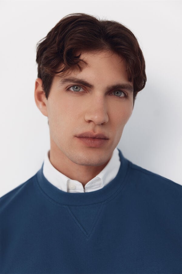 Cortefiel Sweatshirt estruturada com gola caixa Azul