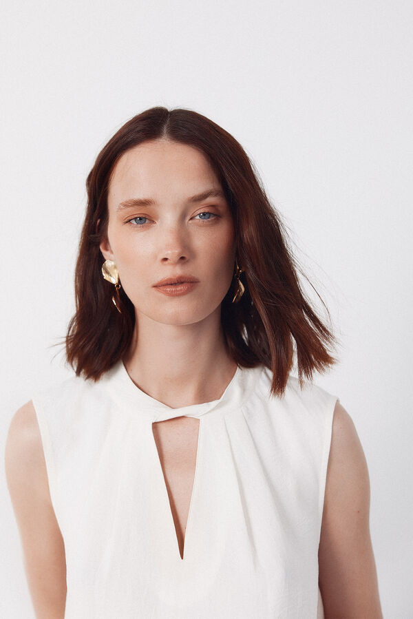 Cortefiel Cropped teardrop top White