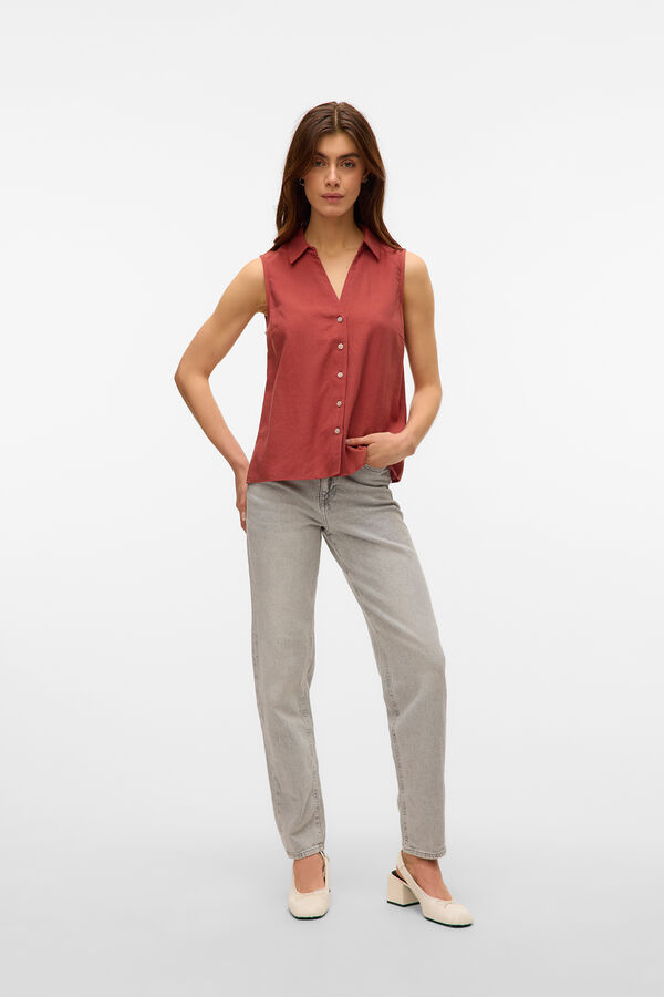 Vero Moda Top fluído com gola em bico Vermelho