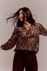 Cortefiel Yoke yoke blouse Printed red