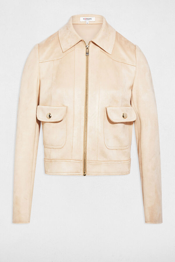 Morgan Short suede jacket Nude