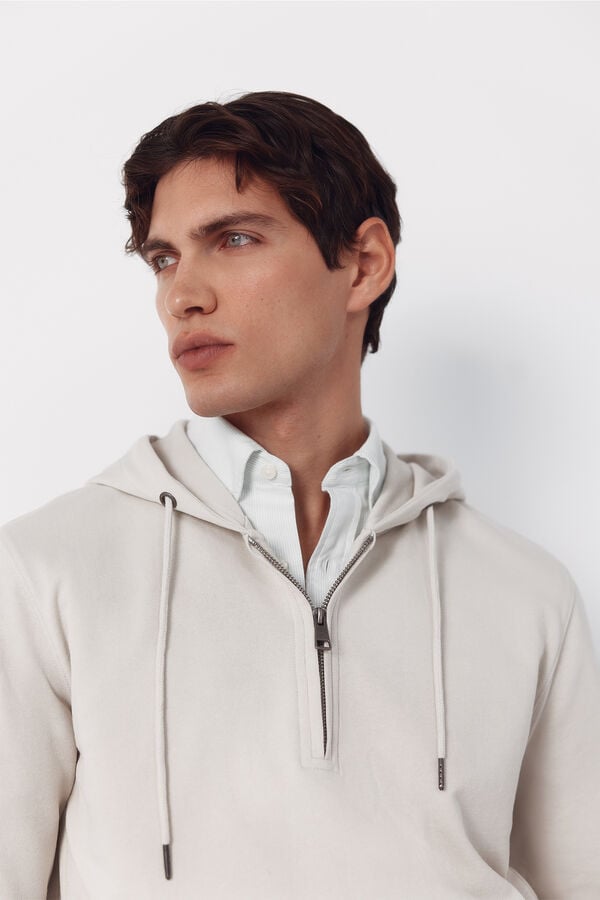 Cortefiel Sweatshirt with hood Beige