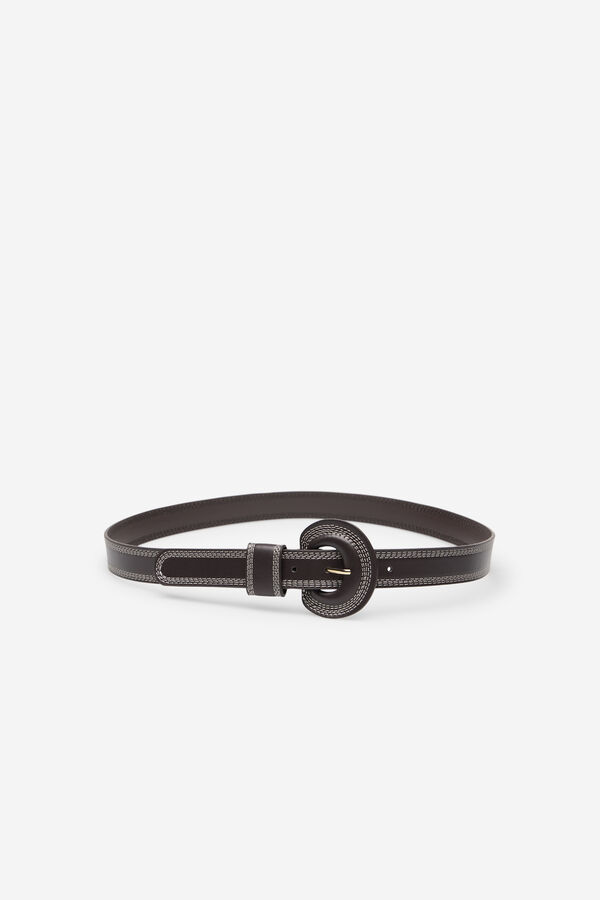 Cortefiel Belt lined with topstitching Dark brown