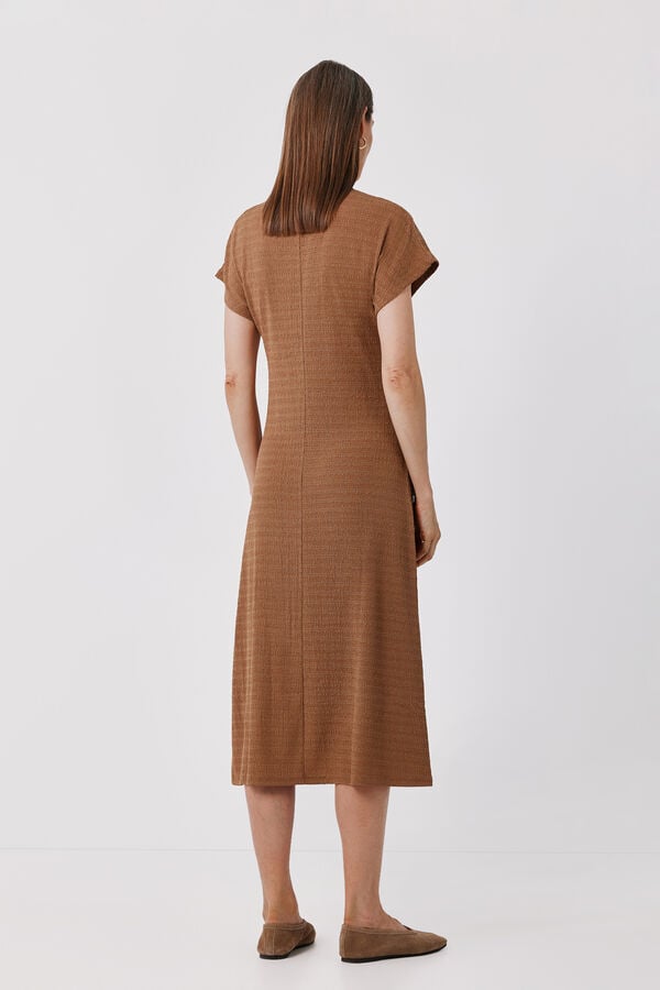 Cortefiel Gathered dress Yellow