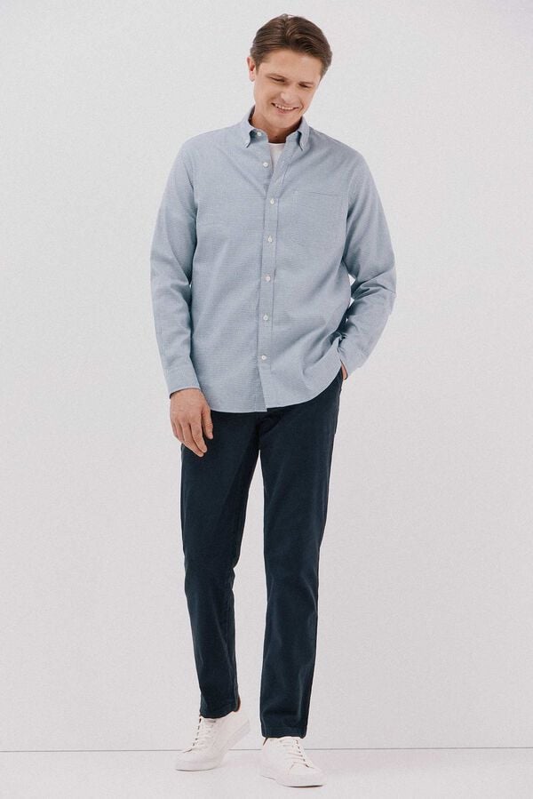 Cortefiel Checked twill shirt Blue
