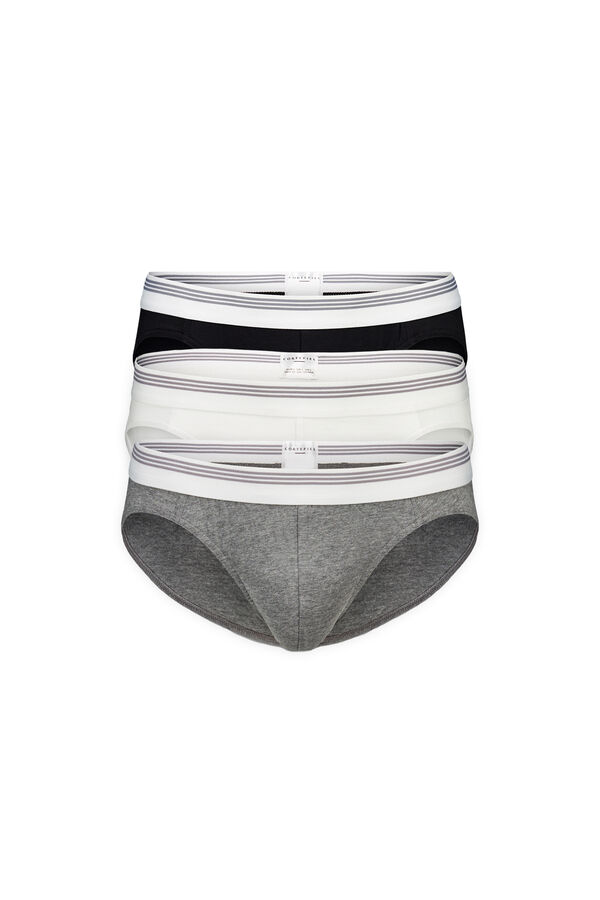 Cortefiel Pack of 3 jersey-knit briefs Black