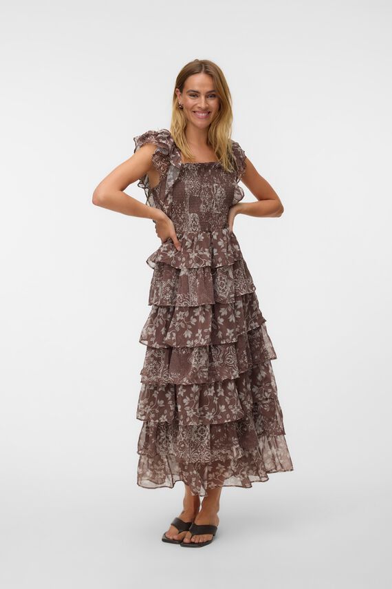 Vestido estampado volante